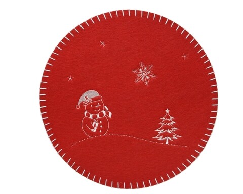 Suport pentru farfurie Snowman embroidery, Decoris, Ø30 cm, rosu