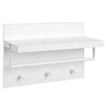 Cuier de perete cu polita, Vasagle, 60 x 40 x 21.5 cm, metal/PAL, alb