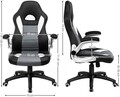 Scaun de birou ergonomic Gaming, Songmics, piele ecologica, negru/gri/alb