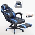 Scaun de birou ergonomic Gaming, Songmics, piele ecologica, negru/albastru