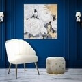 Tablou decorativ White Flowers - A, Mauro Ferretti, 90x90 cm, pictat manual, canvas/lemn de pin