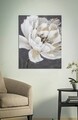 Tablou decorativ White Gold Flower, Mauro Ferretti, 80x100 cm, pictat manual, canvas/lemn de pin