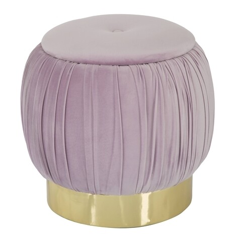 Taburet cu spatiu de depozitare Paris, Mauro Ferretti, 41x41 cm, catifea, roz/auriu