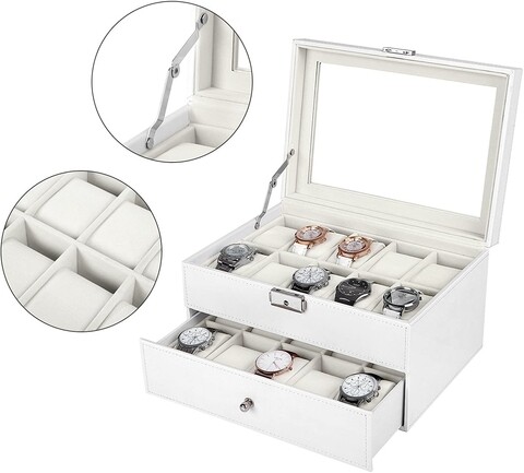 Organizator pentru ceasuri Vasagle, 20 de compartimente, 28.5 x 20.5 x 16 cm,