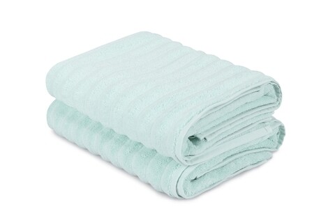 Set 2 prosoape de baie 406, Beverly Hills Polo Club, 70x140 cm, bumbac, albastru petrol deschis