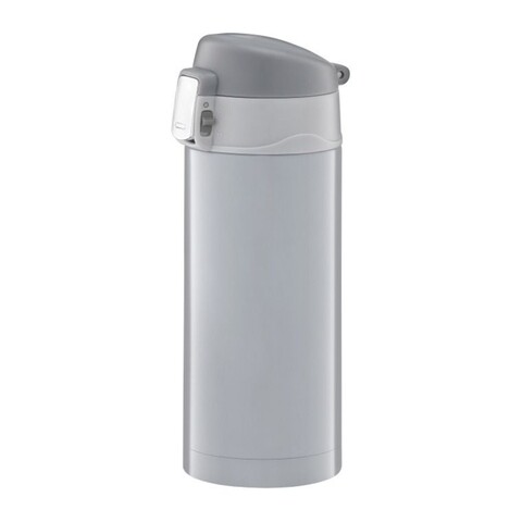 Cana termos cu buton de siguranta Glossy, Ambition, 300 ml, inox, gri