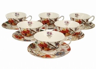 Multicolor, 6 cesti cu farfurioara