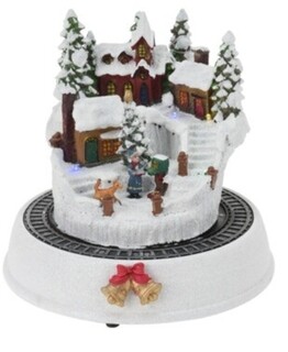 19.5x19.3x19 cm, Winter scene w Tree and kid