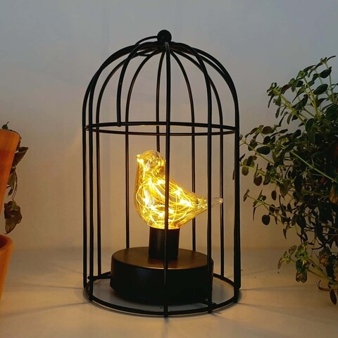 Lampa Birdcage, 14.5x14.5x23.5 cm, metal, negru