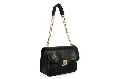 Devonia táska - Croco, Laura Ashley, ökológiai bőr, fekete