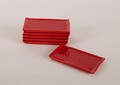 Set 6 platouri Red Natural Stone, Keramika, Ø15 cm, ceramica, rosu