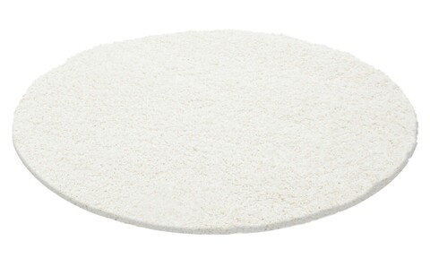 Covor rotund Shaggy Louis, Decorino, 80x80 cm, polipropilena, crem