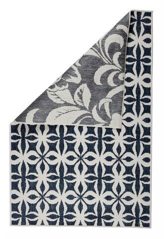 Covor cu doua fete Kendal, Decorino, 120x180 cm, polipropilena, crem/albastru