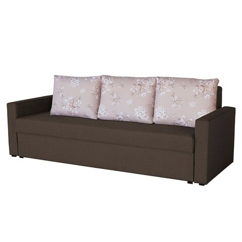 Canapea Extensibila Firenze Dark Chocolate Beige Flower 218x85x85 cm, cu lada de depozitare