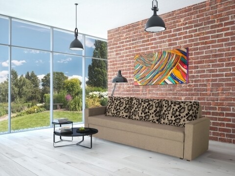 Canapea Extensibila Firenze Cappuccino Black Flower 218x85x85 cm + lada de depozitare