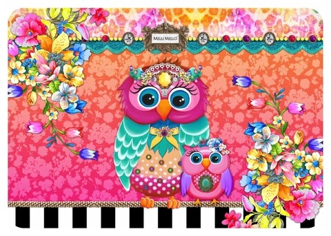 Covor copii Melli Mello Owl, Decorino, 133x190 cm, poliester, multicolor