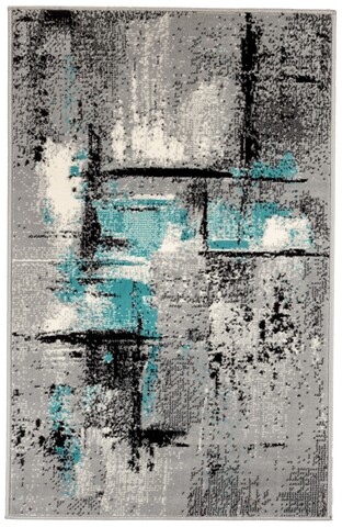 Covor Barad, Decorino, 60x110 cm, polipropilena, gri/albastru