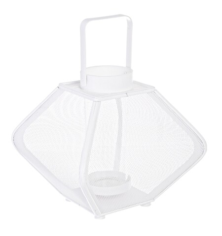 Bizzotto Gyertyatartó, Rhombus, 30.5 x 30.5 x 29.5 fém/bambusz/üveg, fehér