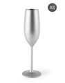 Set 6 pahare pentru sampanie Platinum, Excelsa, sticla, 210 ml, argintiu