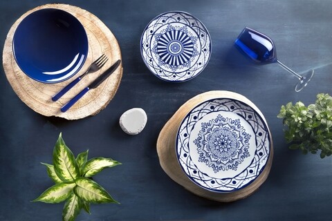 Serviciu de masa 18 piese Boheme Blue, Excelsa, portelan, albastru