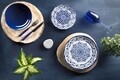 Serviciu de masa 18 piese Boheme Blue, Excelsa, portelan, albastru