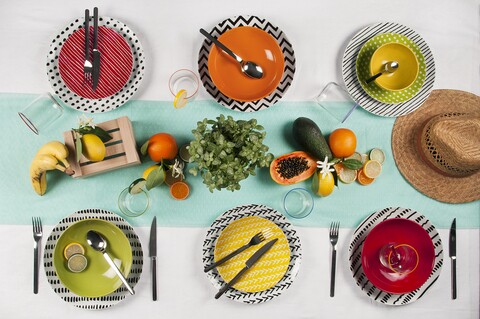 Serviciu de masa 18 piese Crazy Line, Excelsa, portelan, multicolor