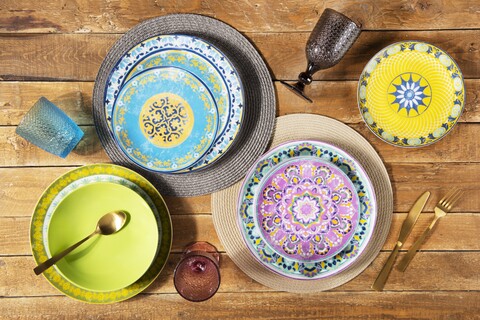 Serviciu de masa 18 piese Etno Chic, Excelsa, portelan, multicolor