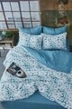 Lenjerie de pat dubla, Blue Butterflies, 4 piese, policoton, multicolor