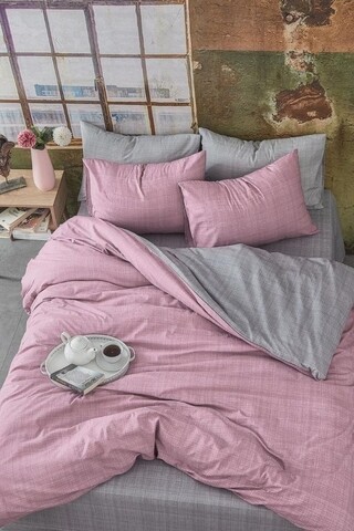 Lenjerie de pat dubla, Dusty, 4 piese, policoton, multicolor