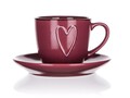 Ceasca cu farfurie Heart, Banquet, 260 ml, ceramica, bordo