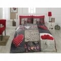 Lenjerie de pat dubla Nina Red,  4 piese, 240 x 260 cm, 100% bumbac ranforce, multicolora