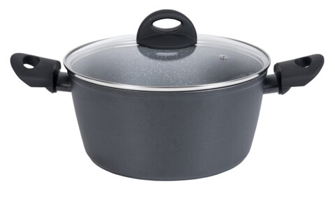 Oala cu capac Granite, Ambition, 20 cm, 3.6 L, aluminiu, negru