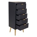 Comoda cu 5 sertare Almiram, Creaciones Meng, 42x36.5x100.5 cm, MDF, negru/auriu