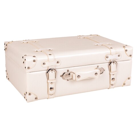 Valiza decorativa Creaciones Meng, 44x16x30 cm, MDF, alb