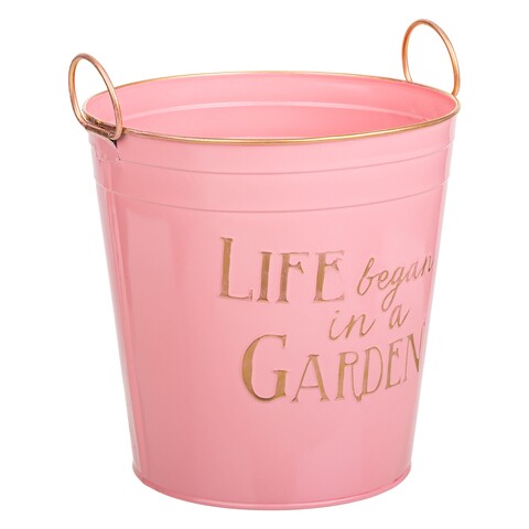 Ghiveci Garden Life, Creaciones Meng, 20x12 cm, metal galvanizat, roz