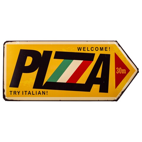 Placuta decorativa Welcome Pizza, Creaciones Meng, 42x20 cm, fier