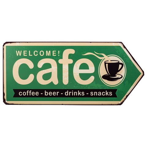 Placuta decorativa Welcome Cafe, Creaciones Meng, 42x20 cm, fier