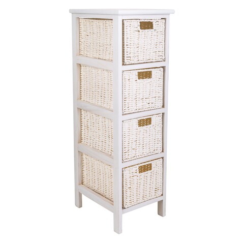 Comoda cu 4 cosuri Thea, Creaciones Meng, 26x32x81 cm, lemn de paulownia