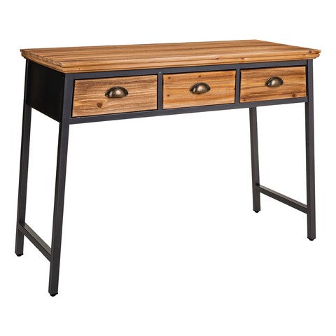 Consola cu 3 sertare Creaciones Meng, 110x5x42x76.5 cm, fier/lemn de brad