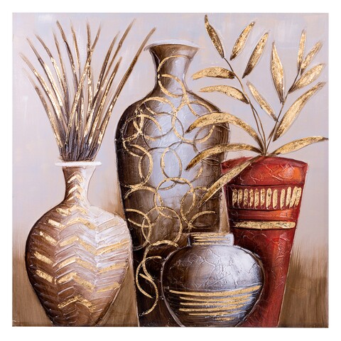 Tablou decorativ Floral, Creaciones Meng, 100x100 cm, canvas pictat manual