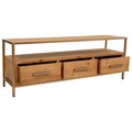 Masuta de cafea Creaciones Meng,  120x36x45 cm, lemn de brad/MDF/fier