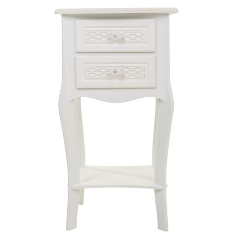 Noptiera cu 2 sertare Creaciones Meng, 38x31.3x71 cm, MDF, alb/crem