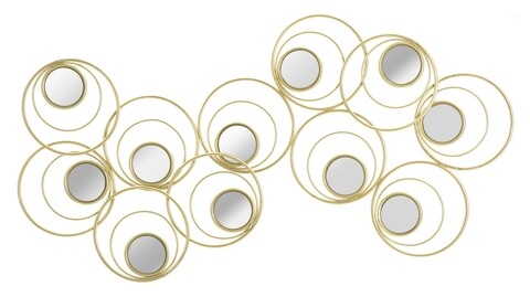 Decoratiune de perete cu oglinda Simply 3D, Mauro Ferretti, 90x55 cm, fier, auriu