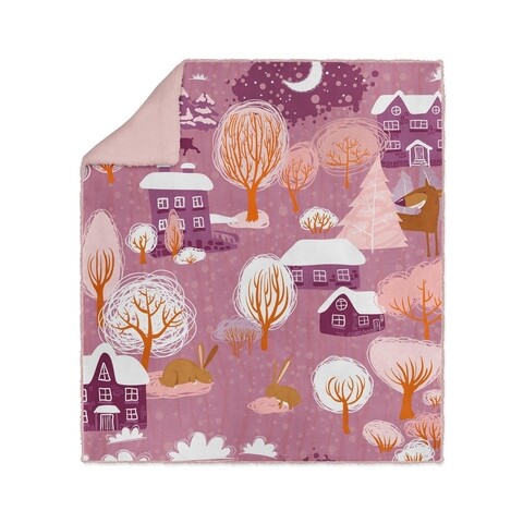 Patura Forest w Wolf, Oyo Kids, 130x180 cm, poliester, roz