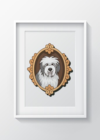 Tablou decorativ Sheepdog, Oyo Kids, 29x24 cm, lemn/MDF, multicolor