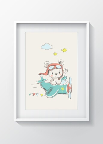 Tablou decorativ Trevor, Oyo Kids, 29x24 cm, lemn/MDF, multicolor