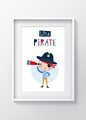 Tablou decorativ pirate, Oyo Kids, 29x24 cm, lemn/MDF, multicolor