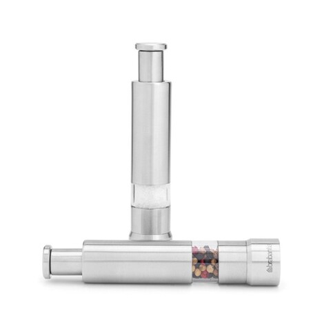 Set  2 rasnite sare si piper, Brabantia, Matt, 5.5x2.8x14 cm, inox, argintiu mat