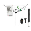 Uscator de rufe rotativ cu 4 brate + cu suport fixare pamant + husa + set carlige rufe, Brabantia, Lift-O-Matic Advance, 50 m capacitate de uscare, otel, gri metalizat