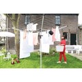 Uscator de rufe rotativ cu 4 brate + cu suport fixare pamant + husa + set carlige rufe, Brabantia, Lift-O-Matic Advance, 50 m capacitate de uscare, otel, gri metalizat